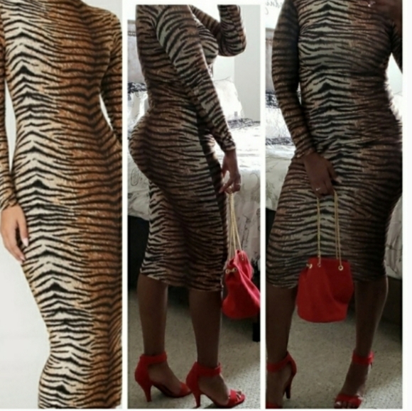 🔥NEW Sexy Brown, Black Animal Print Dress - Picture 6 of 7
